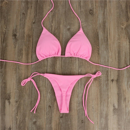 Women's Halter Neck Tie Bikini Set | Two-Piece Swimsuit in 7 Colors
