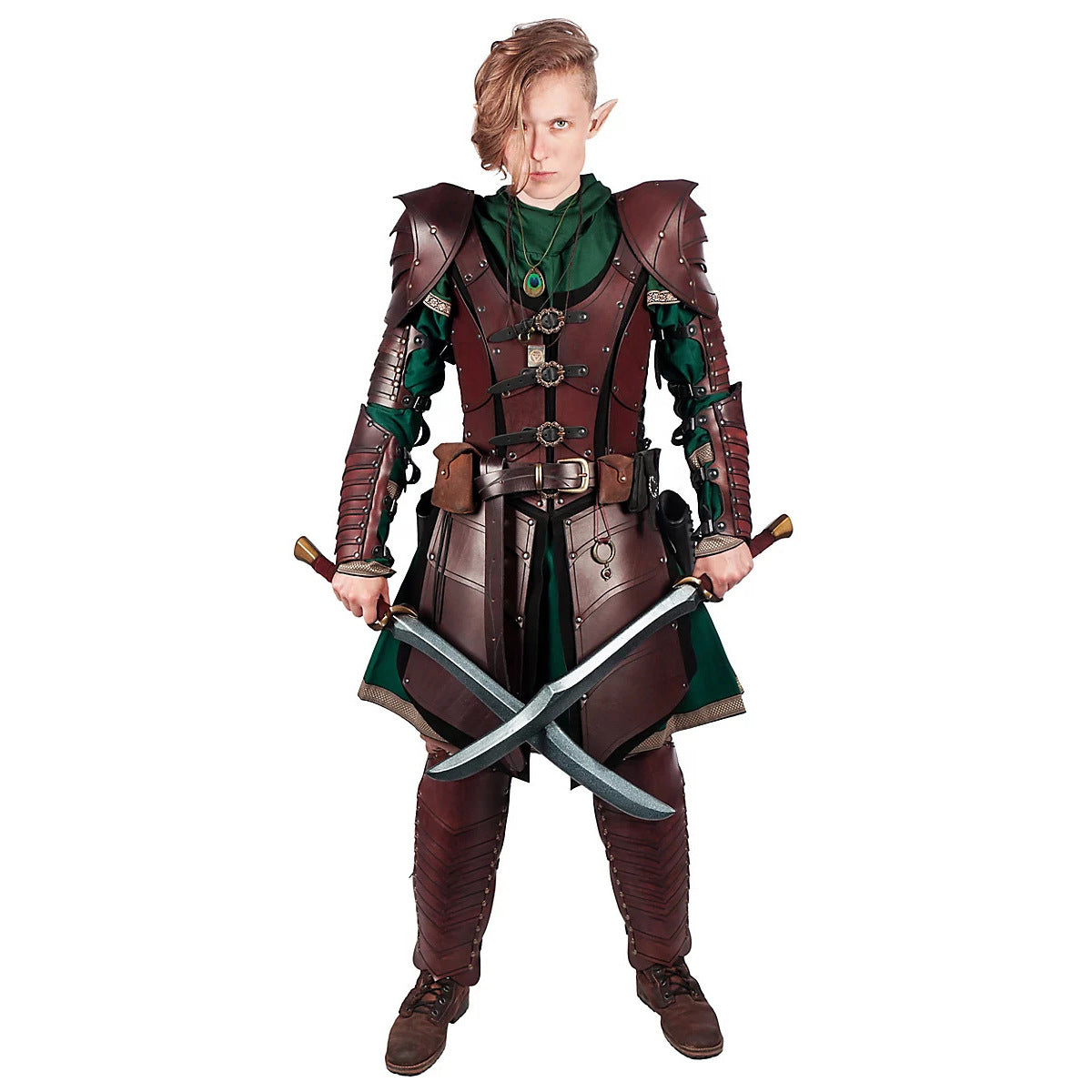 Medieval Leather Armor Elf Warrior Costume – Renaissance Cosplay Outfit for Adults