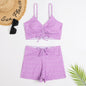 Printed Multicolor Conservative Boxer Pleating Split Swimsuit