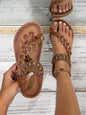 Women’s Bohemian Flat Sandals – Rhinestone Beaded Thong Sandals for Beach & Summer