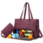 Quilted Lunch Tote Bag for Women – 2-in-1 Insulated Crossbody with Matching Wallet