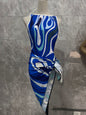 Striped One-Piece Swimsuit with Wrap Scarf — Blue & Pink, S–XL