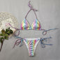 Women's Gradient Snakeskin Print Bikini Set | Bronzing Leather Two-Piece Swimsuit