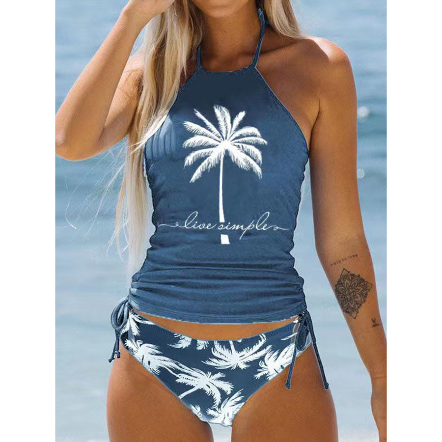 High-Waist Gradient Tie Bikini — Backless, 6 Colors, S–2XL