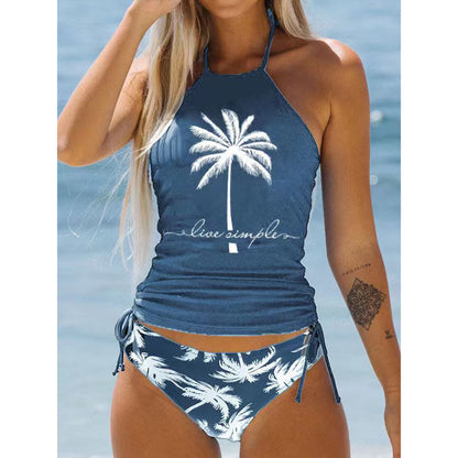 High-Waist Gradient Tie Bikini — Backless, 6 Colors, S–2XL