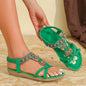 Women’s Bohemian Flat Sandals – Rhinestone Beaded Thong Sandals for Beach & Summer
