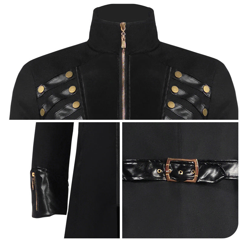 Medieval Gothic Mid-Length Coat – Unisex Cosplay & Role-Play Costume Jacket