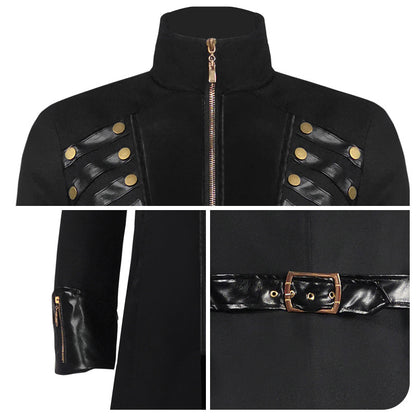 Medieval Gothic Mid-Length Coat – Unisex Cosplay & Role-Play Costume Jacket