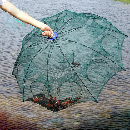 Automatic Folding Umbrella Fishing Net – Nylon Collapsible Cast Net | 4 to 24 Inlet Holes