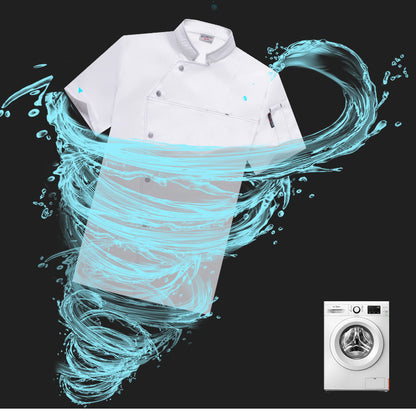 Short Sleeve Chef Shirt – Moisture-Wicking Cotton Kitchen Uniform | Black, White, Grey, Blue