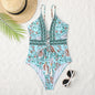 Women's Deep V Tie One-Piece Swimsuit | Floral Print