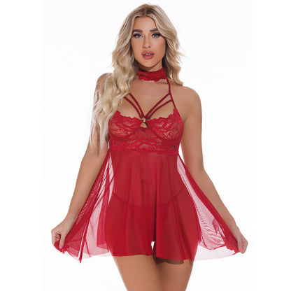 Lace Strap Nightdress Lingerie – See-Through Mini Dress, S–XXL