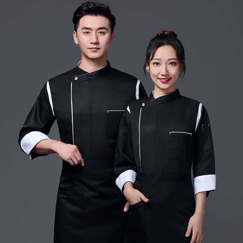 Men's Long-Sleeve Chef Jacket — Color Block, Sizes M–4XL