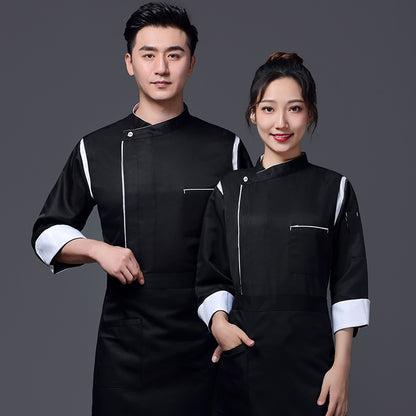 Men's Long-Sleeve Chef Jacket — Color Block, Sizes M–4XL