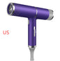 A collection of hair dryers in various colors including silver, red, gray, black, green, and purple, showcasing the negative ion nourish technology.