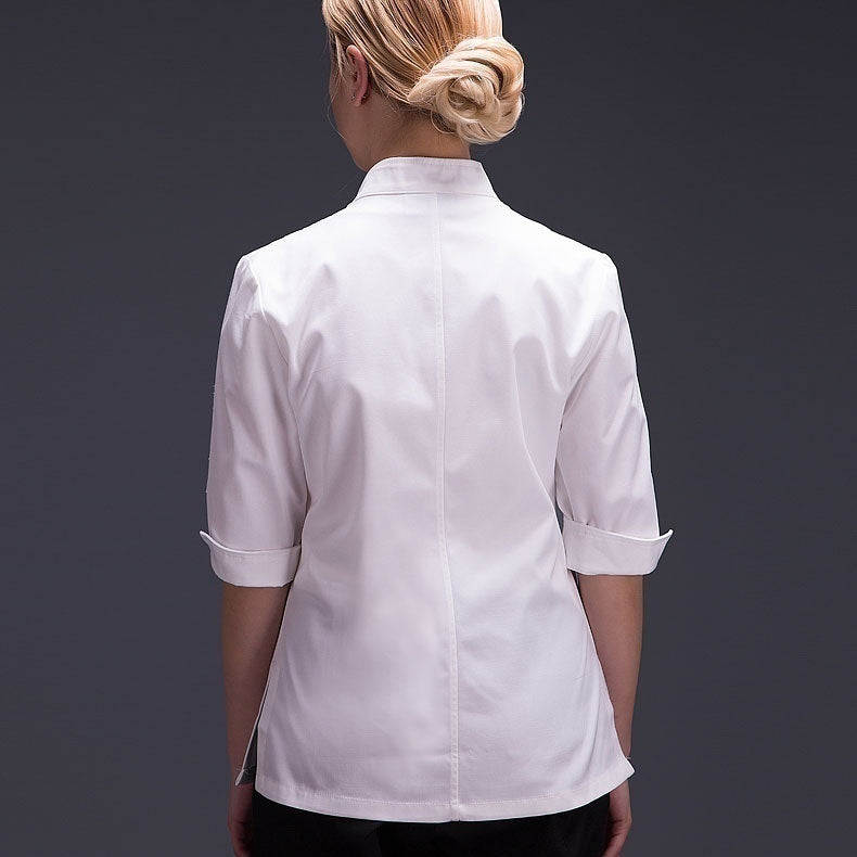 Women's 3/4 Sleeve Chef Coat – Professional Kitchen & Hotel Uniform