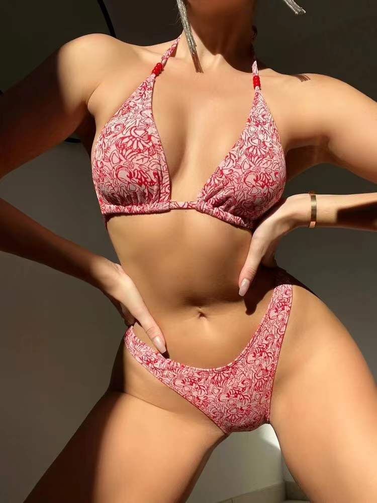 Floral Halter Bikini Set with Shorts — 4 Colors, XS–L