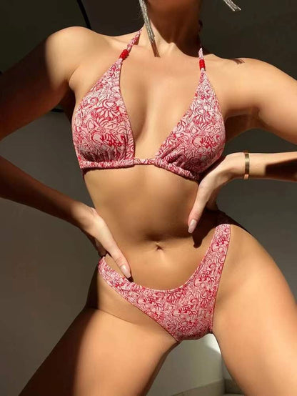 Floral Halter Bikini Set with Shorts — 4 Colors, XS–L