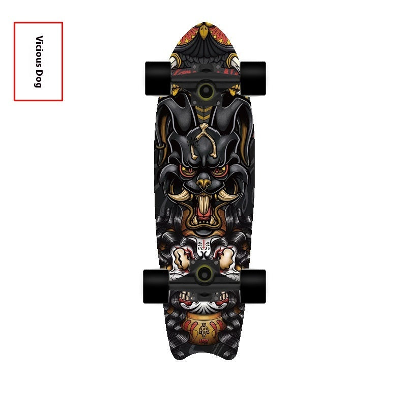 Fishtail Maple Skateboard — 21 Graphic Designs, 28" Deck