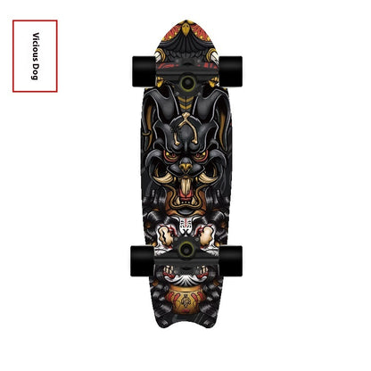 Fishtail Maple Skateboard — 21 Graphic Designs, 28" Deck