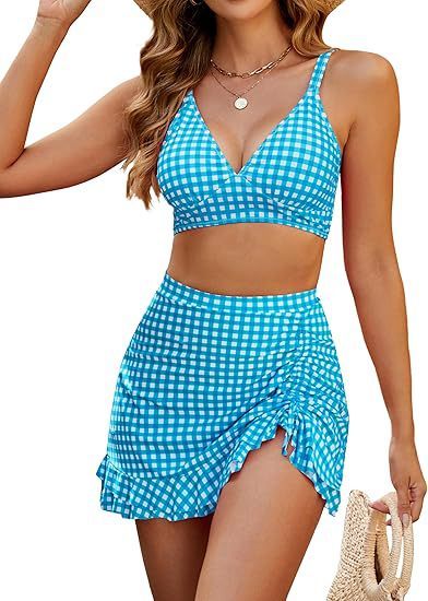Bikini Top & Skirt Set — Tummy Coverage, 15 Prints, XS–XXL