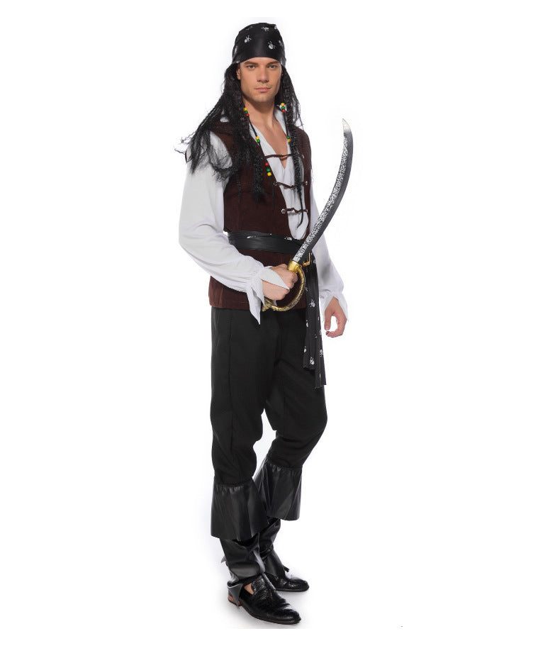 Men's Pirates of the Caribbean Cosplay Costume – 7-Piece Halloween Outfit Set