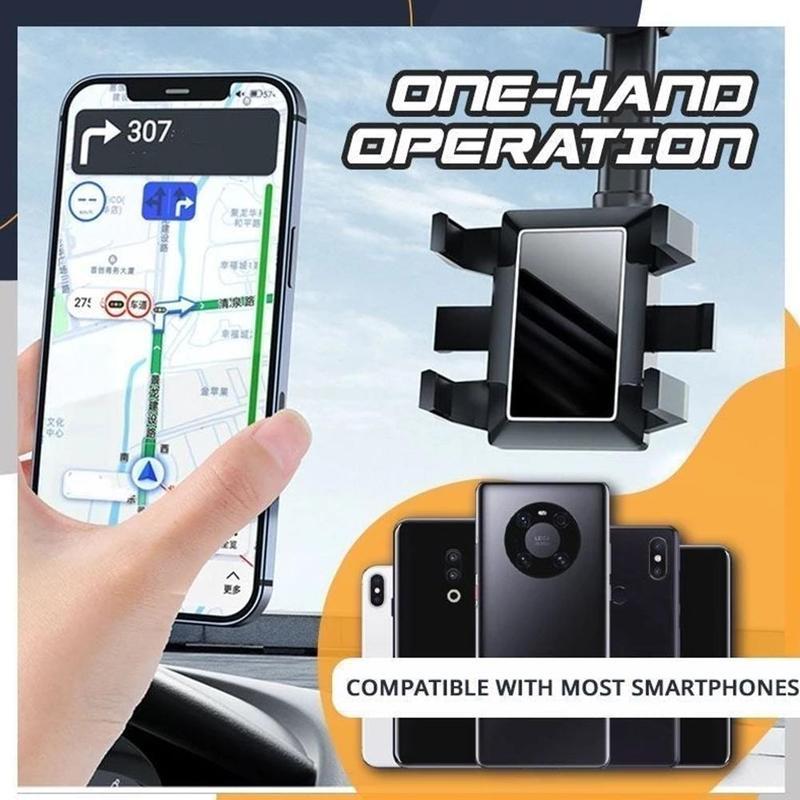 360° Rearview Mirror Phone Holder for Car – Universal Rotatable Mount