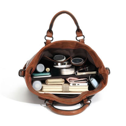Women's Soft PU Leather Shoulder Tote Bag – Large Capacity Square Purse for Daily Use