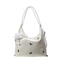 Women's Small Butterfly Hobo Bag – Vegan-Friendly Imitation Leather Shoulder Purse with Chain & Cloud Charm