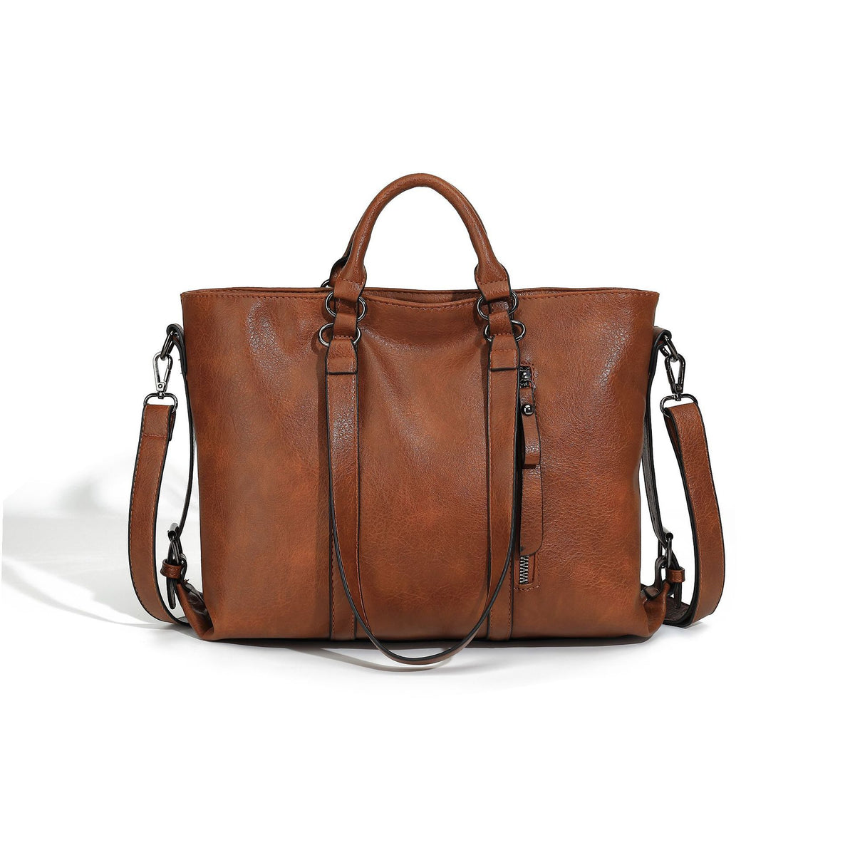 Women's Soft PU Leather Shoulder Tote Bag – Large Capacity Square Purse for Daily Use