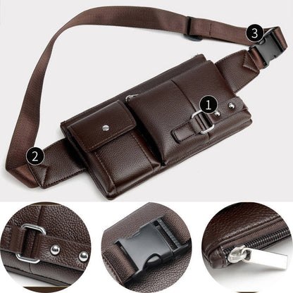 PU Leather Chest Bag – Men’s Waist Bag & Fanny Pack for Travel & Outdoors
