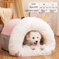 Plush Pet Nest Bed — Semi-Enclosed, 6 Styles, M & L