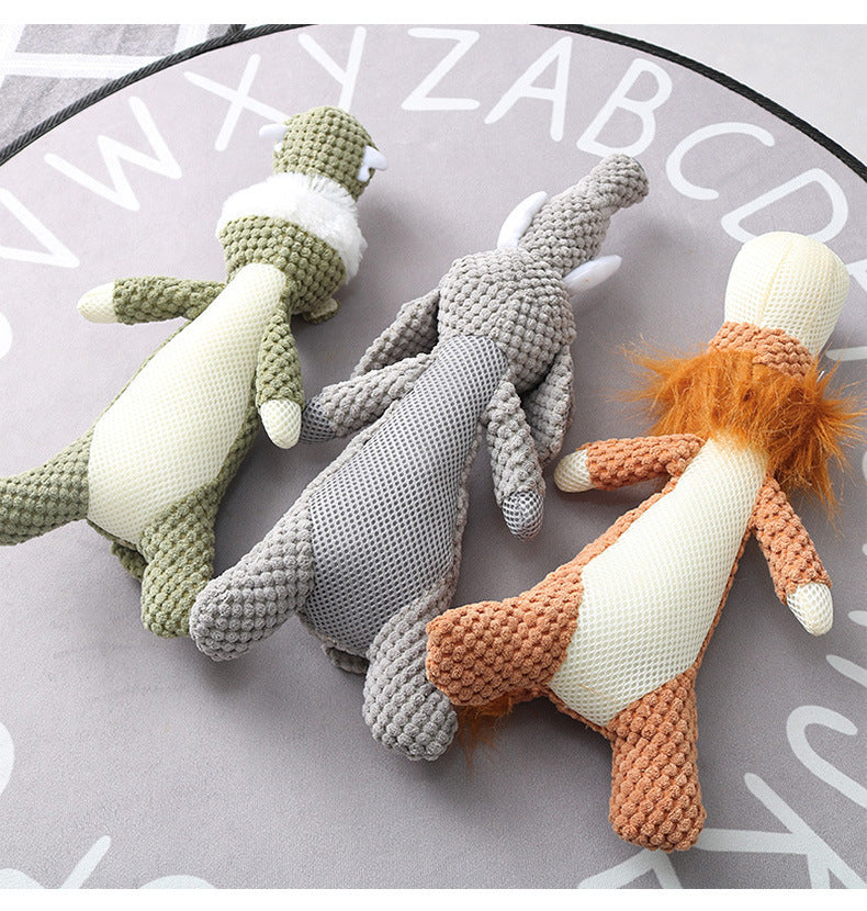 Plush Squeaky Dog Toy – Elephant, Lion & Wolf Designs