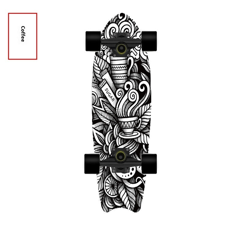 Fishtail Maple Skateboard — 21 Graphic Designs, 28" Deck