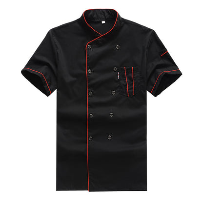 Chef Uniform with Gray Trim – Breathable Linen-Cotton Kitchen Jacket, Long & Short Sleeve