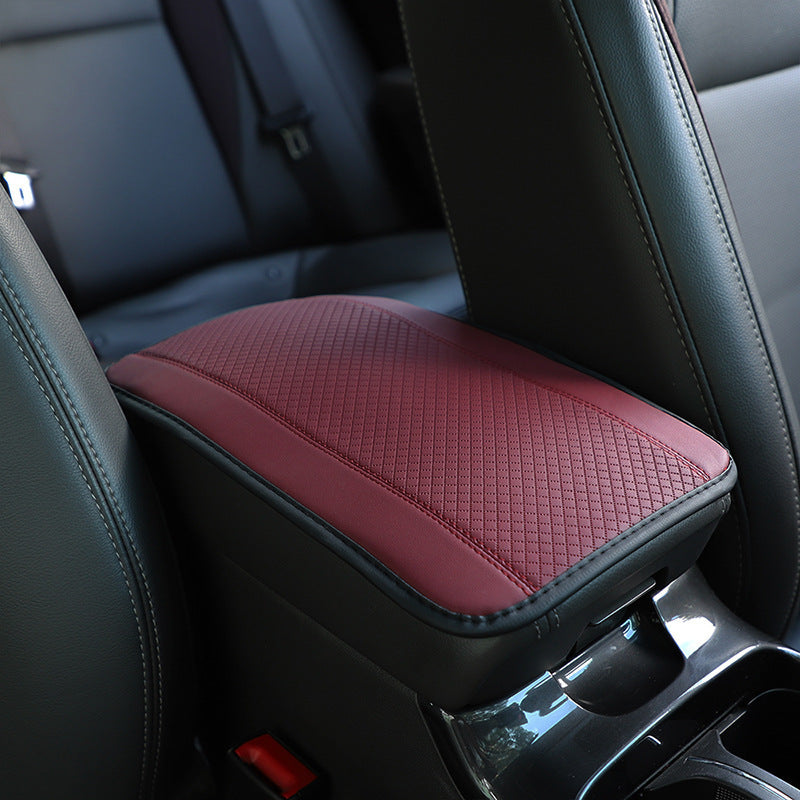 PU Leather Car Armrest Box Cover Pad – Embossed Center Console Cushion Mat