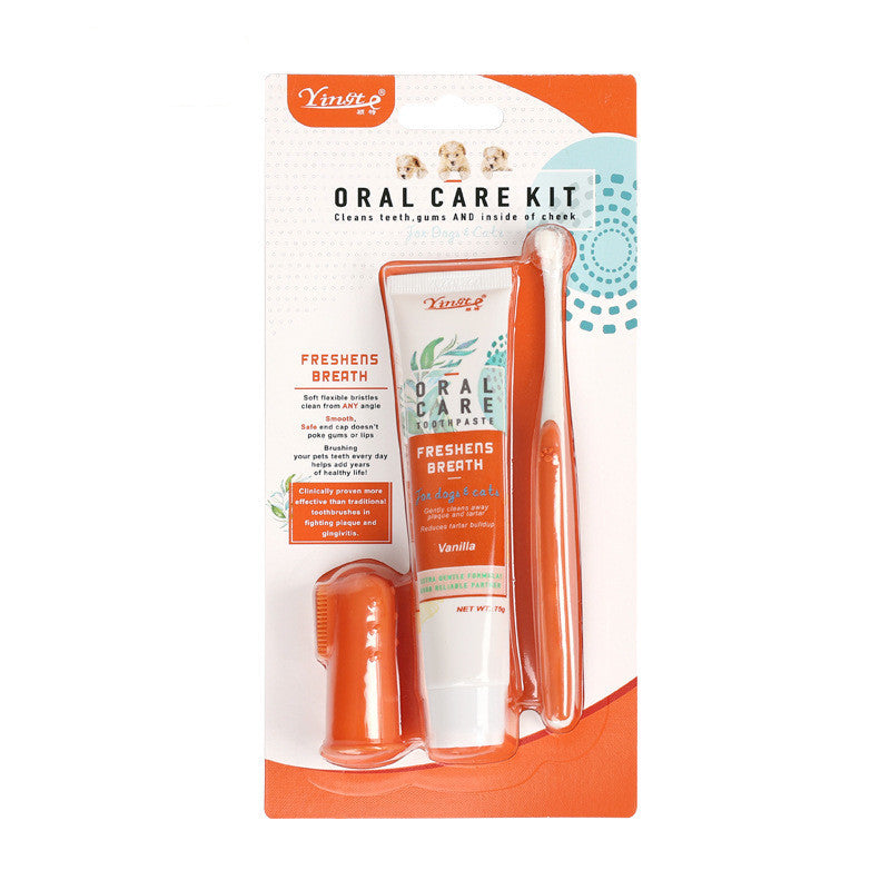 Dog Dental Care Kit — Toothbrush, Finger Brush & Toothpaste