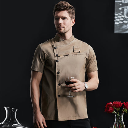 Men's Short-Sleeve Chef Shirt – Moisture-Wicking Uniform for Kitchen & Hotel Staff
