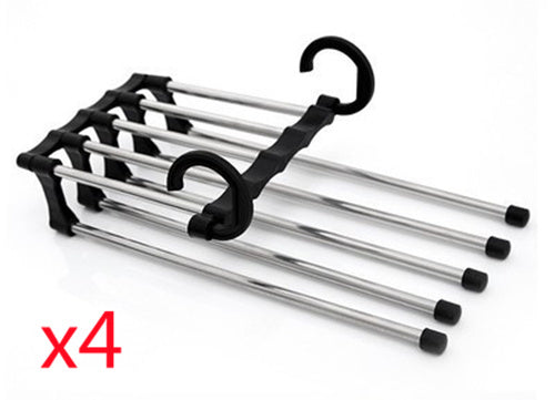 5-in-1 Stainless Steel Pants Hanger – Space-Saving Multi-Bar Trouser Rack for Closet Organization