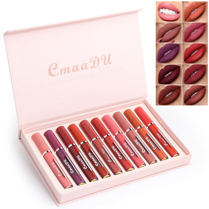 Waterproof Matte Lipstick Set — 10 Pieces, Non-Transfer