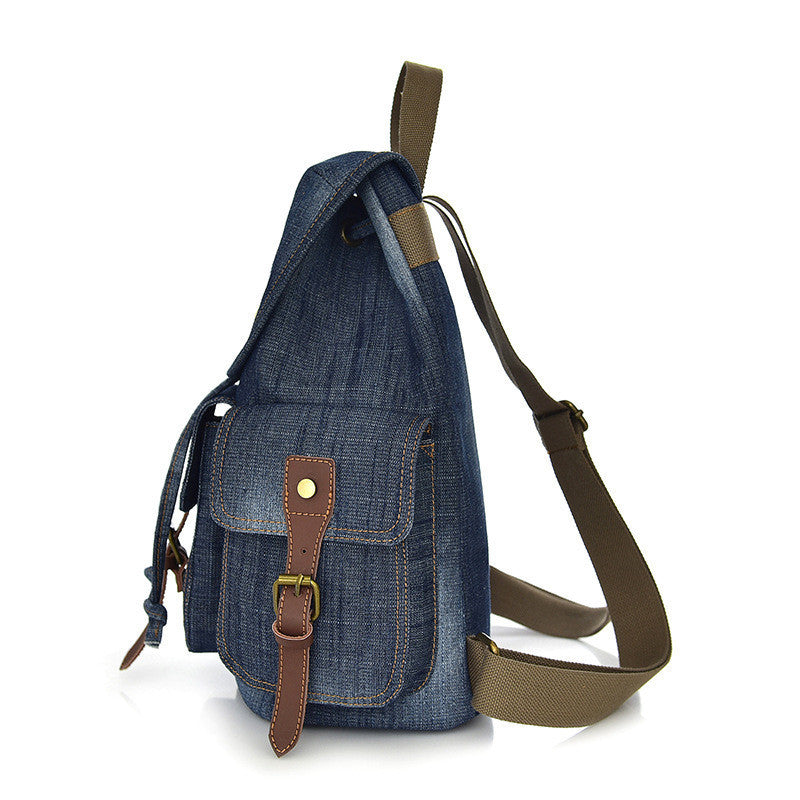 Women's Retro Denim Drawstring Backpack – Casual Shoulder Bag