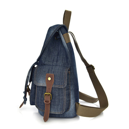 Women's Retro Denim Drawstring Backpack – Casual Shoulder Bag