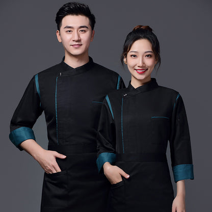 Men's Long-Sleeve Chef Jacket — Color Block, Sizes M–4XL