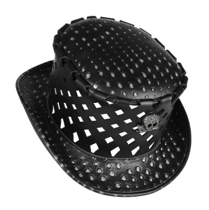 Black PU Leather Plague Doctor Top Hat – Medieval Halloween Cosplay Accessory
