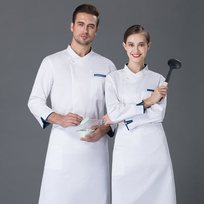 Long Sleeve Chef Coat – Unisex Cotton Kitchen Uniform | Black & White