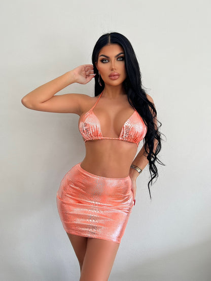 Women's 3-Piece Halter Bikini Set with Cover-Up Skirt | 8 Colors, S–L