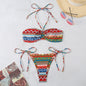 Women's Halter Plaid & Stripe Bikini Set | Two-Piece Swimsuit