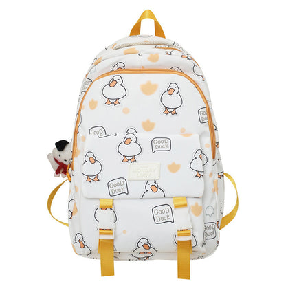 Cute Cartoon Print Large Capacity Backpack for Women & Girls