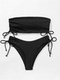 Women's Tube Bikini Set with Drawstring Shorts – Solid Color Sexy Swimsuit for Beach & Pool