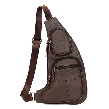 Men's Crossbody Chest Bag – Anti-Theft Waterproof PU Shoulder Bag for Outdoor & Travel